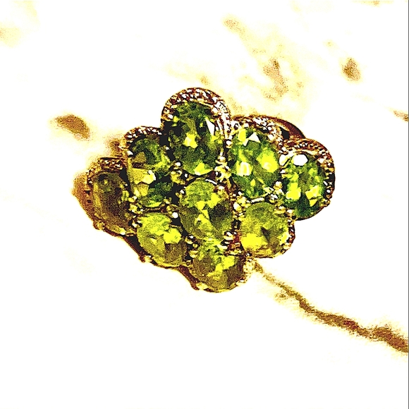 Exquisite925💚&14kGreen Peridot Ring!Size8aprox Era1890 - Picture 1 of 16